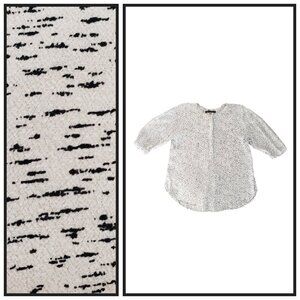 Rose & Olive 1X Cream Black Speckled Blouse 3/4 Sleeve Lightweight Top